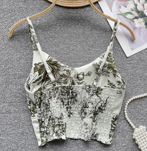 Women Sleeveless Floral Fashion Crop Top