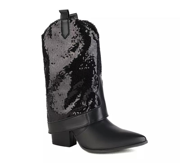 Women Sequins Fashion Western Boots