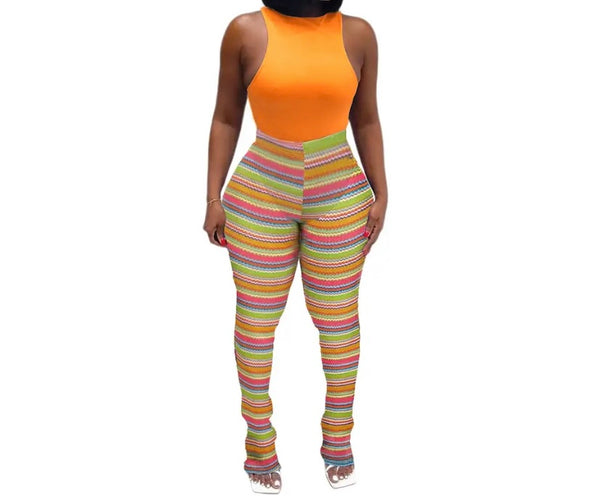 Women Multicolored Striped Fashion Pants