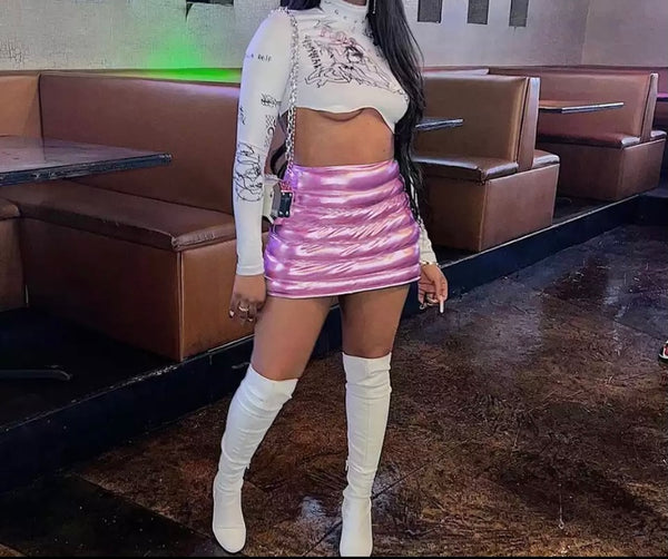 Women Fashion PU Sexy Mini Skirt