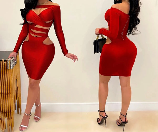 Women Sexy Off The Shoulder Cut Out Dress