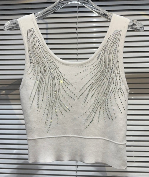 Women Sleeveless Bling Patchwork Crop Top