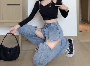 Women Detachable Fashion Denim Pants