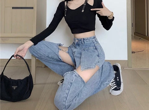 Women Detachable Fashion Denim Pants