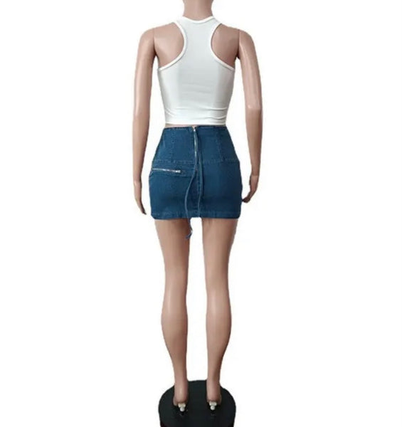 Women Fashion Heart Denim Skirt