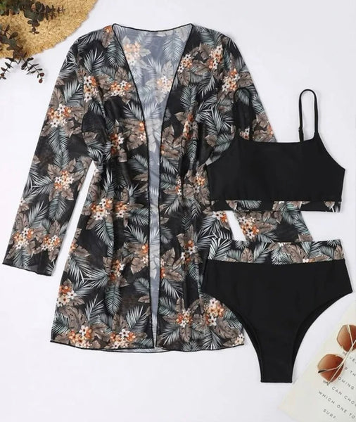 Women Printed Sexy Bikini Cover Up Set