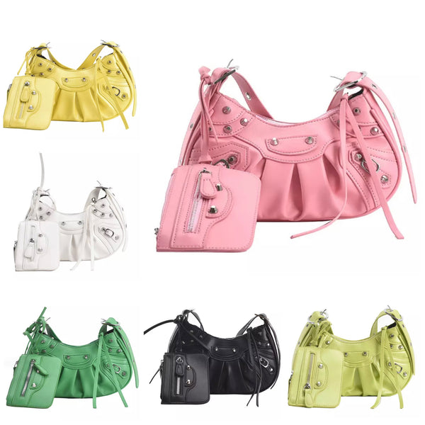 Women Tassel Rivet Fashion Handbag Purse Set
