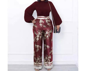 Women Fashion Full Sleeve Two Piece Floral Pant Set