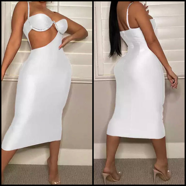 Women Sexy Bling Spaghetti Strap Cut Out Dress