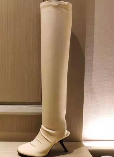 Women Fashion Pointed Toe Knee High Color Boots