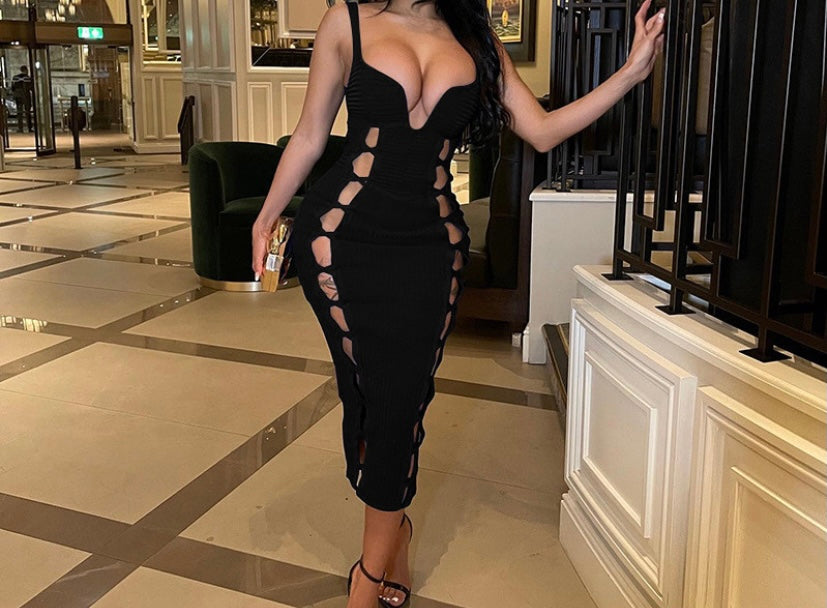 Women Sleeveless Cut Out Sexy Maxi Dress