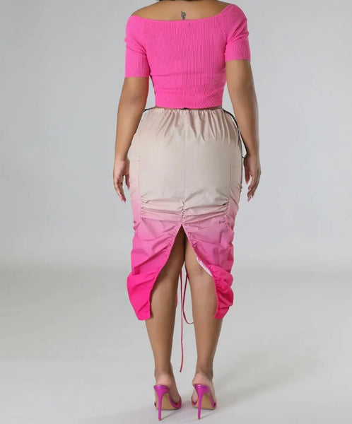 Women Gradient Drawstring Sexy Fashion Skirt