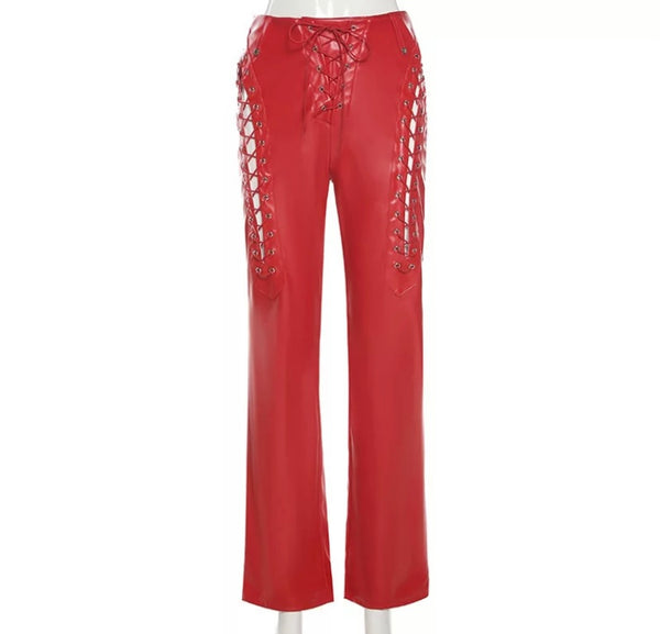 Women PU Cut Out Fashion Pants