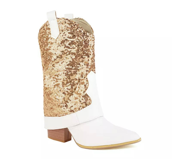 Women Sequins Fashion Western Boots