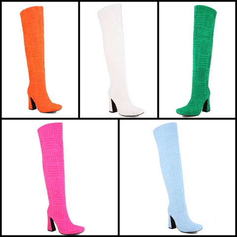 Women Knee High Fashion Square Heel Boots