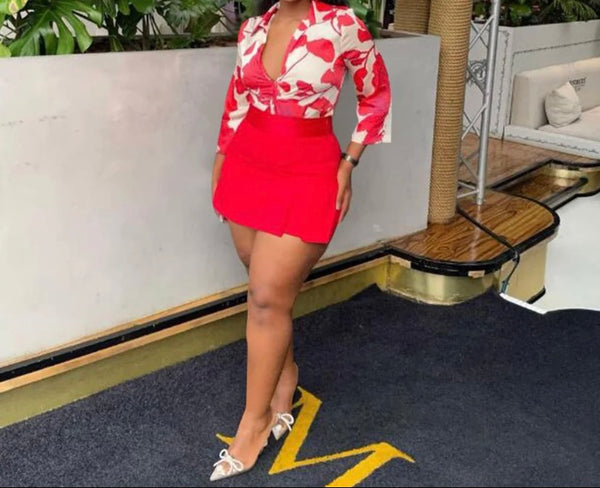 Women Printed Full Sleeve Top Two Piece Skirt Set