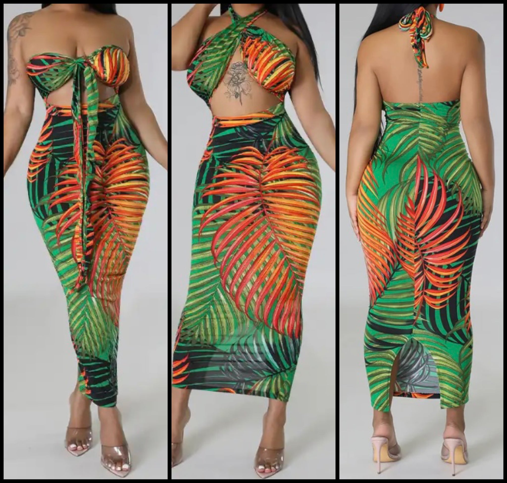 Women Sexy Printed Sleeveless Open Back Maxi Dress