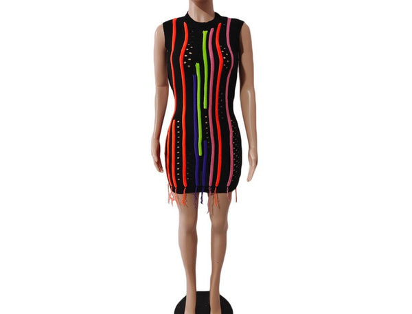 Women Sexy women Hollow Out Multicolored Strings Dress