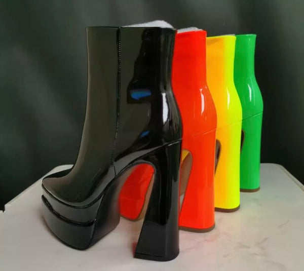 Women Fashion Pointed Toe Platform Ankle Boots