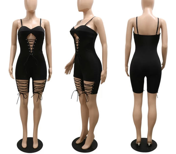 Women Sexy Sleeveless Lace Up Fashion Romper