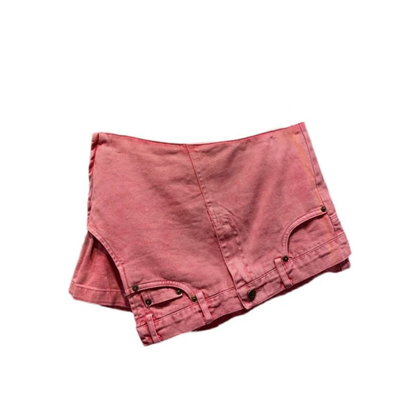 Women Stonewashed Fashion Denim Wrap Shorts