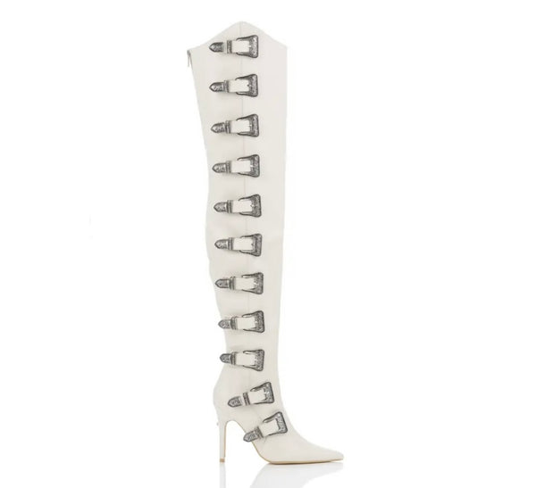 Women Fashion Buckled Over The Knee Boots