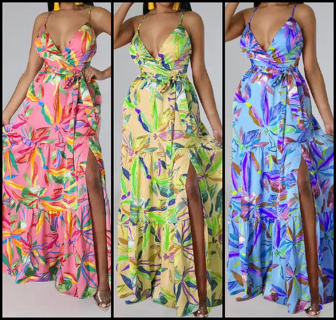 Women Floral Sleeveless Summer Maxi Dress