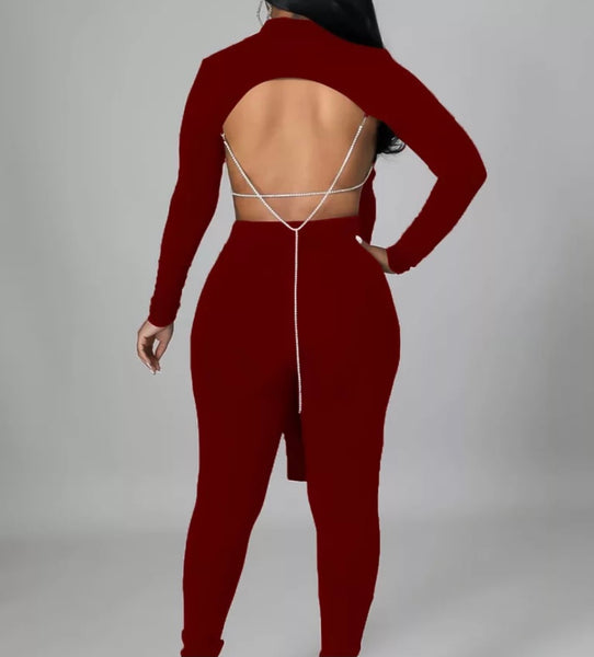 Women Fashion Backless Two Piece Pant Set