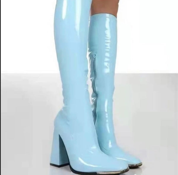 Women Patent Leather Fashion Knee-High Boots