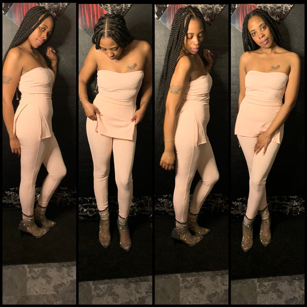Women Strapless Fashion Two Piece Sexy Pant Set