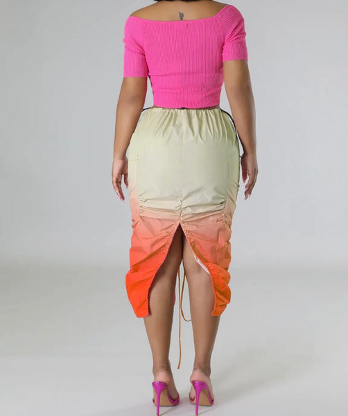 Women Gradient Drawstring Sexy Fashion Skirt