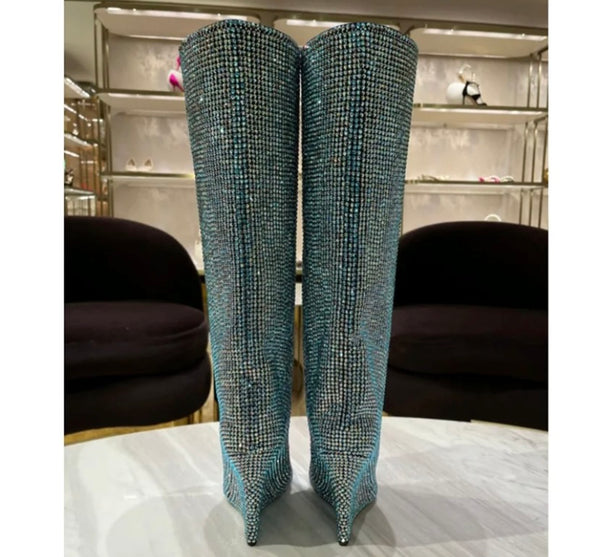 Women Fashion Platform Pointed Toe Knee-High Boots