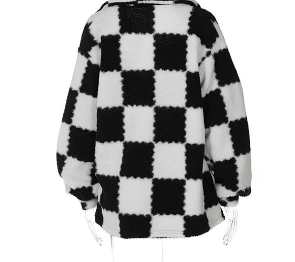 Women Sexy Fashion B&W Checkered Three Piece Skirt Set