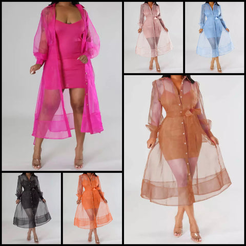 Women Sexy Two Piece Full Sleeve Mesh Dress
