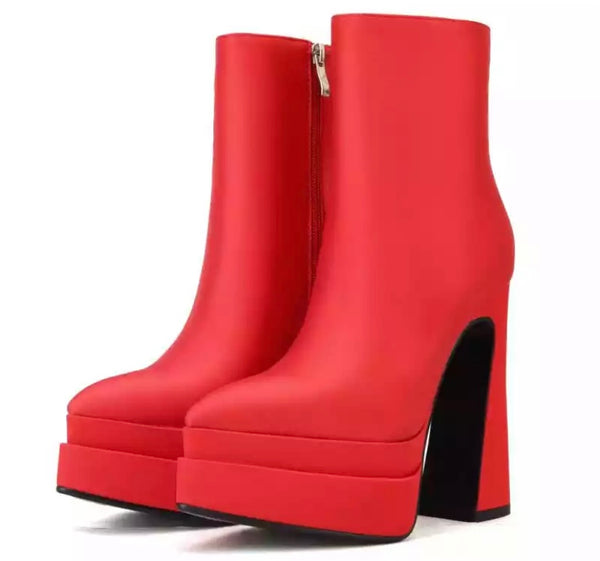 Women Pointed Toe Fashion Zip Up Ankle Boots