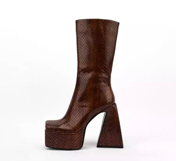 Women Platform Mid Calf Fashion Boots