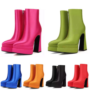 Women Pointed Toe Fashion Zip Up Ankle Boots