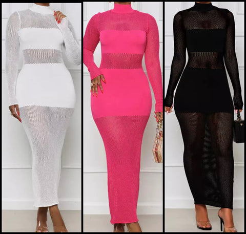 Women Sexy Long Sleeve Turtleneck Maxi Dress