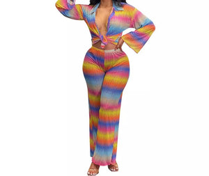 Women Three Piece Colorful Full Sleeve Pant Set