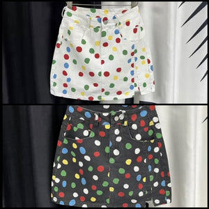 Women Colorful Polka Dot Fashion Denim Skirt