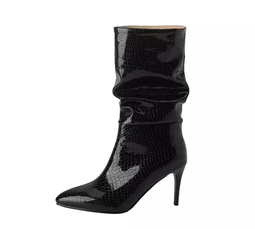 Women Pointed Toe Ruched Fashion Ankle Boots