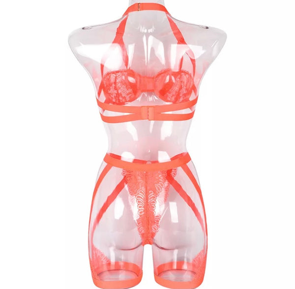 Women Neon Sexy Cut Out Lingerie