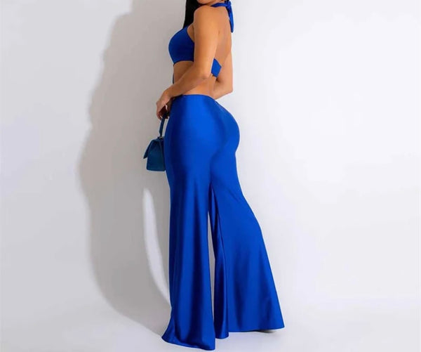 Women Sexy Sleeveless Criss Cross Halter Cut Out Jumpsuit