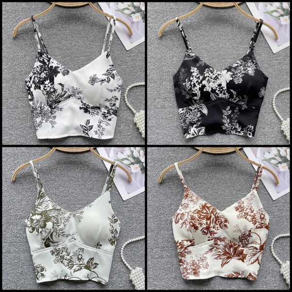 Women Sleeveless Floral Fashion Crop Top