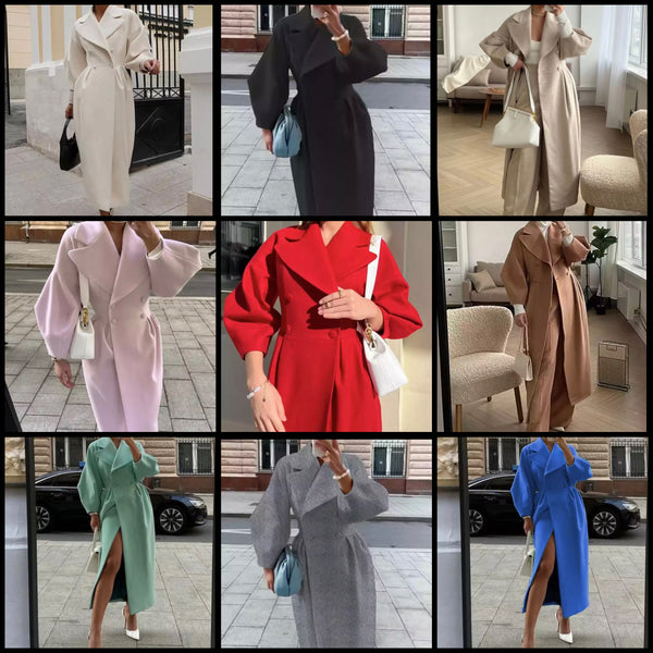 Women Fashion Button Up Trench Jacket