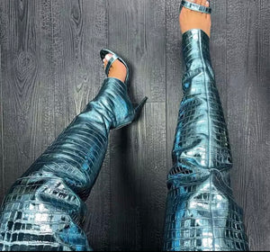 Women Fashion Open Toe Thigh High Boots