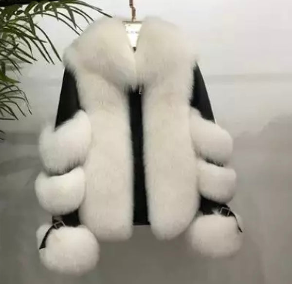 Women Faux Fur Fashion Leather Jacket