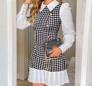 Women Collar Long Sleeve Printed Shirt Dress