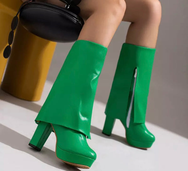 Women Faux Leather Platform Fashion Boots