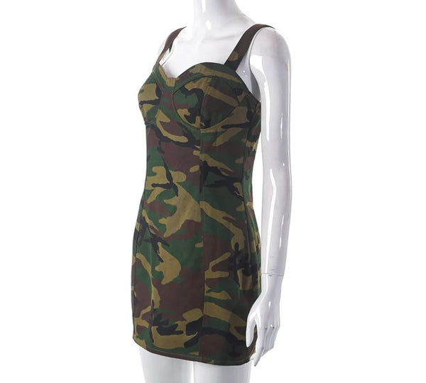 Women Sleeveless Camouflage Sexy Dress